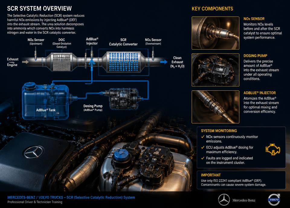 Sistema SCR AdBlue de caminhão diesel